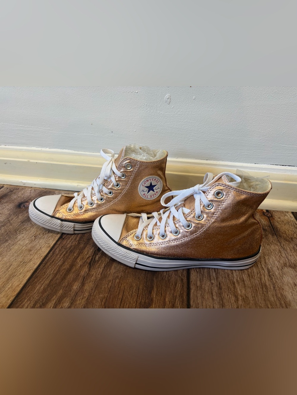 Converse rose gold metallic shoes